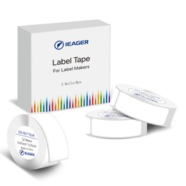iEager Label Maker Tape, 12mm x 40mm, White Thermal Sticker for Label Maker Machine, Household Storage Labels, Self-Adhesive Stickers, Set of 3