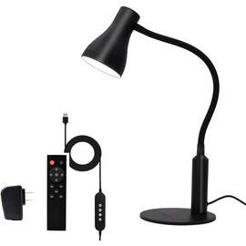 CeSunlight LED Desk Lamp, 3 Lighting Modes and 6 Brightness Levels, 10W Flexible Gooseneck Table Lamp for Living Room and Study, Remote Control with Timing Function, AC Adapter Included (Black)