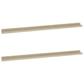 vidaXL Sonoma Oak Wall Shelves in 45.3"x3.5"x1.2" - 2 pcs MDF Hanging Shelves for Home Decor, Book Storage and Display