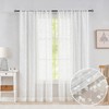 Jubilantex White Lace Sheer Curtains Embroidered Leaf Buds 95 Inches