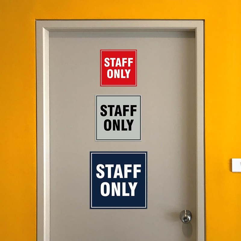 Square Staff Only Sign with Adhesive Tape, Mounts On Any