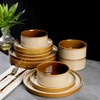 LERATIO Ceramic Dinnerware Sets for 4,Round Reactive Glaze Ceramic Plates