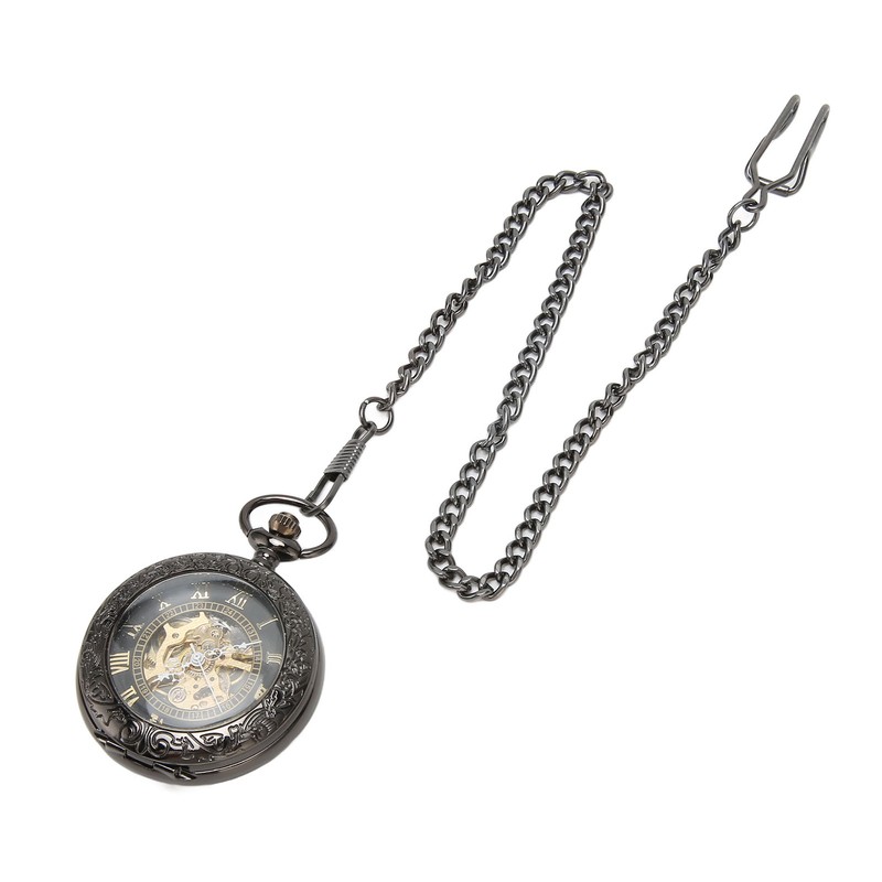 Mechanical Pocket Watch Vintage Double Case Watch Hand Wind Skeleton