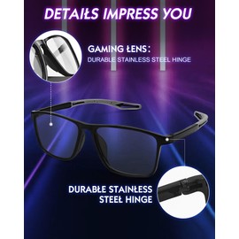 HMTIY Blue Light Blocking Glasses for Gaming, Filtering Computer Gaming Screen/TV/Phone, UV Blue Jet, Amber Lens, black, Medium