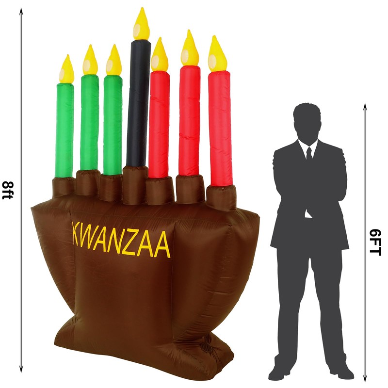 Liliful 8ft Kwanzaa Menorah Inflatable Outdoor Yard Decorations