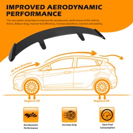 DREAMOTOR Universal Car Spoiler PRO Car Rear Trunk Spoiler Wing Spoiler Compatible with Chevy Corvette C8 C5 C6 C7 Camaro Nissan Lexus Toyota Honda Civic Ford Mustang Scion Mazda Miata RX-7