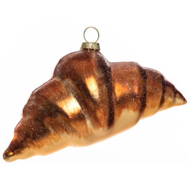 2pcs Blown Glass Croissant Ornaments for Christmas Tree