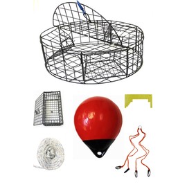 KUFA Sports 30" Vinyl Coated Steel Wire Crab Trap with & Accessories Combo (CT110+CA30SE)