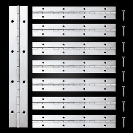 FVSEC 8 Pack 8 Inch Piano Hinge, Heavy Duty Continuous Hinge with Holes for Cabinets Boat Marine Door, 304 Stainless Steel 0.04" Leaf Thickness 1.2'' Open Width …