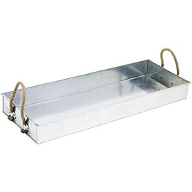 Oakestry TRY-08 Galvanized Steel Tray for repotting Plants Outdoor Dining, Storage in The Kitchen, Pantry, Laundry Room with Rustic Rope Handle, Large