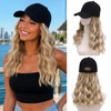 MORICA Hat Wig 20 Inch Water Wave Baseball Cap Wig