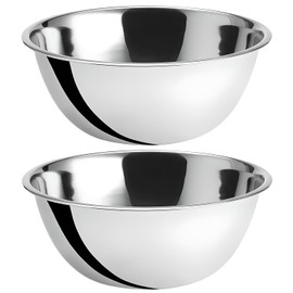 OCS Parts 8 Quart Mixing Bowls | Set of 2 | 13.25-Inch Stainless Steel Professional Grade Flat Base Mixing Bowls for Home and Commercial Kitchens