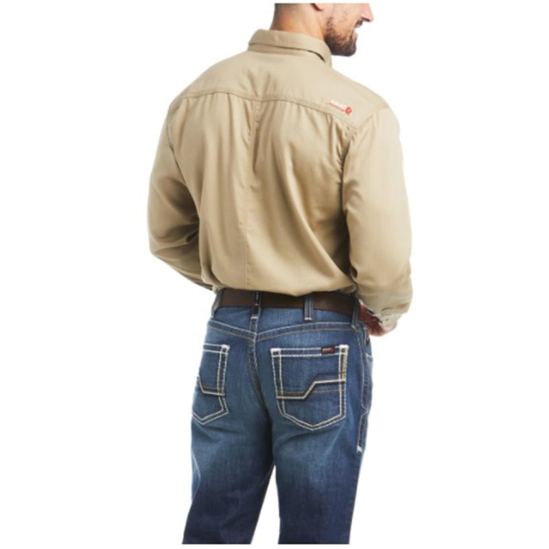 Ariat Male FR Solid Work Shirt Khaki X-Large