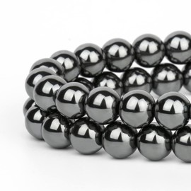 HAAMIIQII 35pcs 10mm Natural Black Hematite Stone Beads Round Loose Gemstone Beads for Jewelry Making Strand 15 Inch