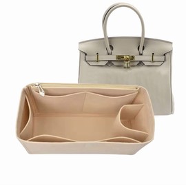 Lckaey Purse Organizer insert for birkin 35 insert organizer Felt bag1099beige-L