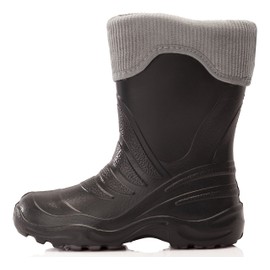 Ladeheid LA-861 Children's Lined Rubber Wellington Boots, Lightweight, EVA, Thermal - Black - 32/33 EU