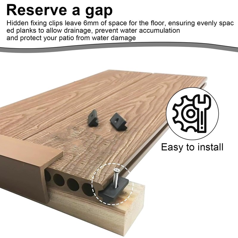 YFaith Hidden Fixing T-Clip 200 Pieces 6mm Hidden Decking Patio