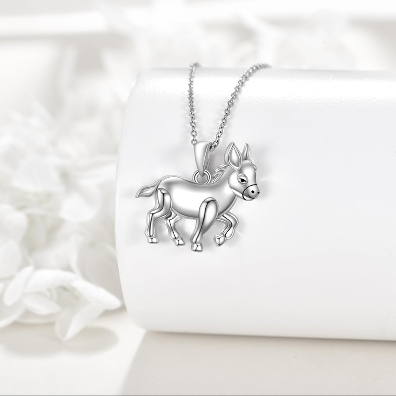 JERWLI Donkey Necklace 925 Sterling Silver Donkey Pendant Jewelry Gifts