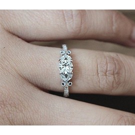 Sdouefos Olive Leaf Branch 18K Gold Plated Cubic Zirconia Ring for Women Ring CZ Simulated Diamond Ring For Women (T 1/2)