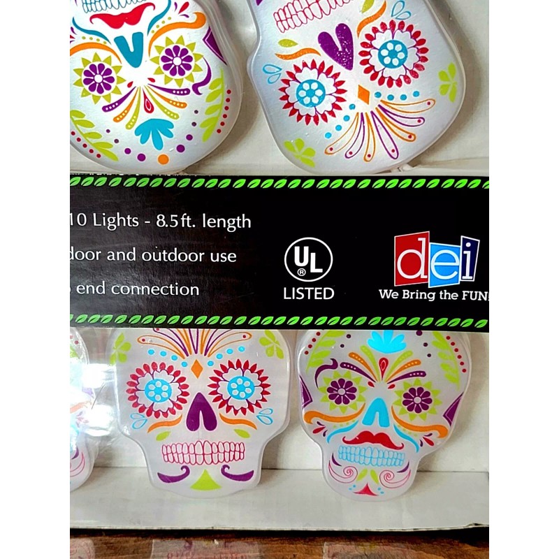 DEI Direct Day of the Dead Sugar Skull Shaped Stringlights
