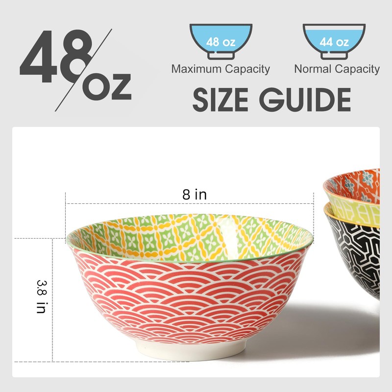 Metahom Salad Soup Bowls, Large Serving Bowls for Pho, Pasta
