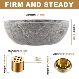 Koville Moroccan Natural Marble Incense Holder, Incense Holders for Sticks, Sturdy Incense Burner Ash Catcher, Ideal for Meditation, Relaxing, Easy to Clean(Gris Lido)