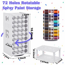 ZILAMGOO 2 oz Acrylic Paint Organizer 72 Holes Spinning Paint Organizer Tower and Paintbrush Holder with 360 Degree Rotation for Art Painting Supplies