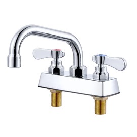 iVIGA Commercial Sink Faucet 6" Swivel Spout, Utility Laundry Sink Faucet 4" Center, Deck Mount Kitchen Faucet, Brass Construction Chrome Polished, for Kitchen, Laundry, Bar Sink, RV, Outdoor etc