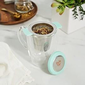 Pinky Up Erin - Colador universal de té con tapa, cesta de infusor de té de acero inoxidable para hojas sueltas, juego de 1 unidad