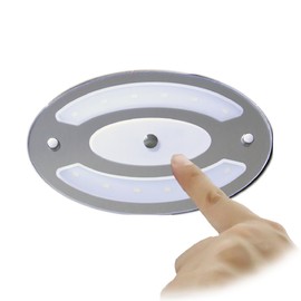 lighteu, 12V 5.2W Two Tone (Warm White/Blue) Panel Light, Building LED Ceiling Light with Touch Switch and Touch Dimmer for Boat, Yacht and Caravan, Motorhome, OS20