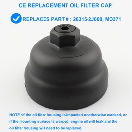Oil Filter Housing Cap Compatible with Hyundai Kia 2.0L 2.5L - 2021-2025 Elantra Santa Fe K5 Sorento, 2022-2025 Kona Santa Cruz Tucson, 2020-2025 Sonata, 2023-2025 Sportage, Repalce 26315-2J000, MO371