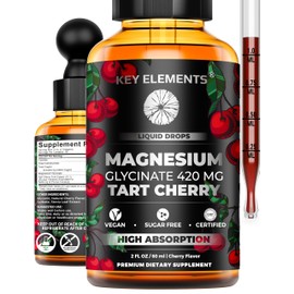 Liquid Magnesium Glycinate 420 Mg with Natural Tart Cherry Extract | Magnesium Glycinate Drops Supplement for Sleep, Mood & Mobility Support | Tart Cherry Extract