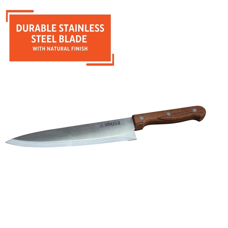 IMUSA 8in Stainless Steel Chef Knife with Wood Handle