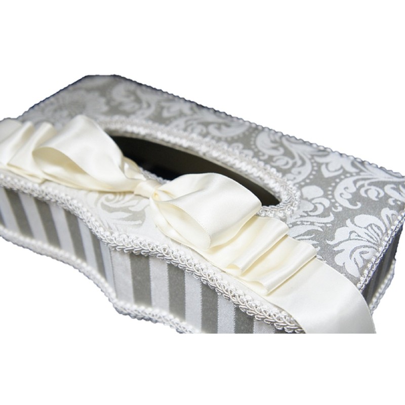 Jennifer Taylor 32795TB Ribbon Cartenage Haruno Gray Tissue Box