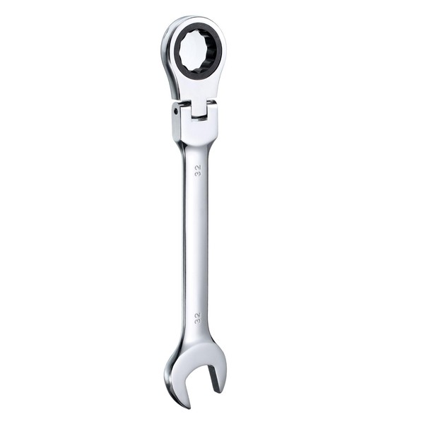 sourcing map Flex-Head Ratcheting Wrench 32mm 180° Rotating Head Metric