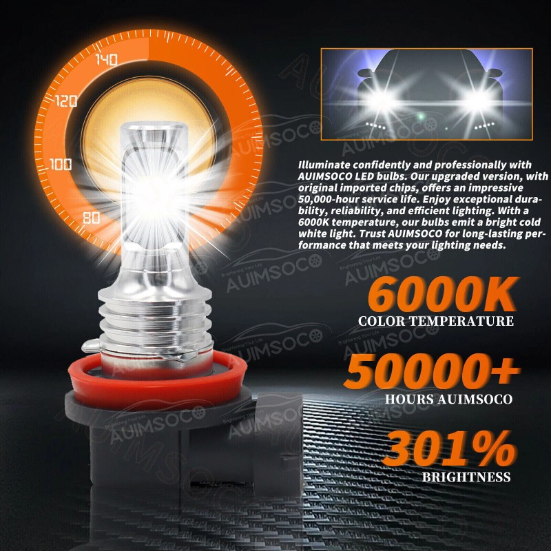 AUIMSOCO 9005 H11 LED Headlights Kit Combo Bulbs 8000K High