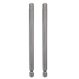 HARFINGTON 2pcs H6.0 Hex Head Drill Bit Wrench 6mm Metric Flat Tip 1/4" Hex Shank 200mm (8") Long Magnetic Hexagonal Screw Driver Socket Industrial Screwdriver Power Bits