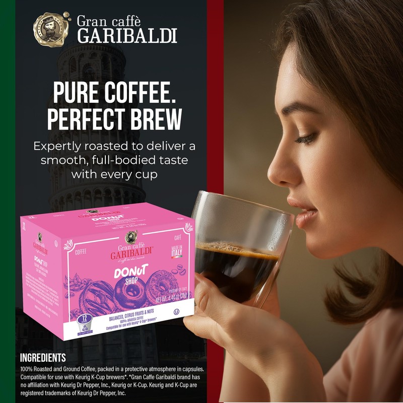 Caffè Garibaldi Donut Shop Coffee Pods, Single-Serve Capsules for Keurig