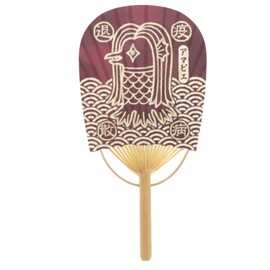 Shikoku Group US41-1 Amabier Mini Oval-Fan with Envelope Included, Red, Approx. 4.3 x 8.9 x 9.9 inches (11 x 22.5 (23 cm)