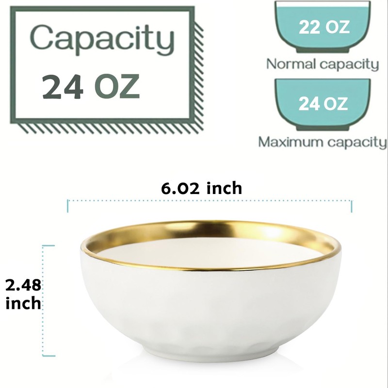 vicrays Ceramic Salad Bowls Set for Kitchen, Serving - 24