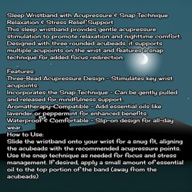 AcuBracelet Sleep Wristband for Stress Relief & Relaxation – Black Stretch Band Slip-On Style, Comfortable and Durable - Waterproof Acupressure Band for a Good Night's Sleep (Small 6)