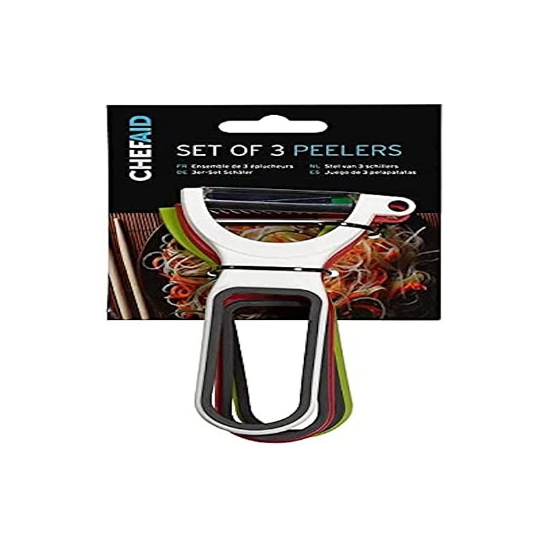 Chef Aid Set of 3 Stainless Steel Peelers, One for