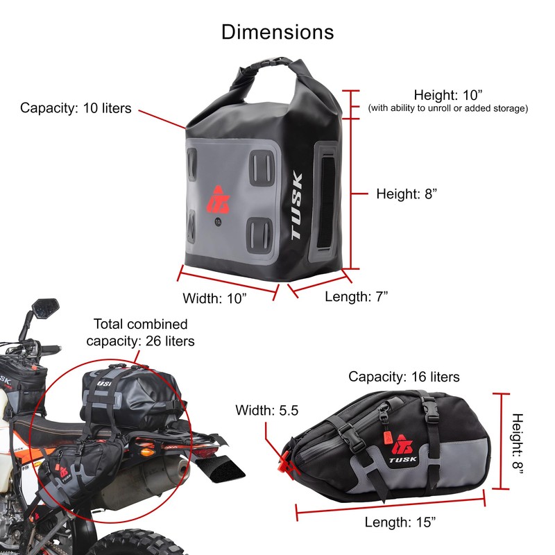 TUSK Traverse Pannier Bags Base System w/X-Small Dry Duffel Tail