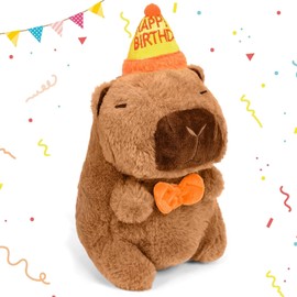 CelestiMingle Birthday Hat Stuffed Animal, Capybara Teddy, 23cm Capybara Plush Toy, Soft Plushie Toy Doll, Cute Birthday Gifts for Kids, Girls, Boys(C)
