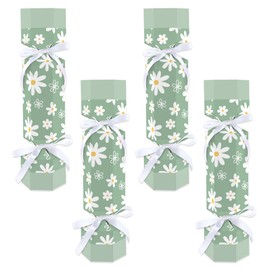 Big Dot of Happiness Sage Green Daisy Flowers - No Snap Floral Party Table Favors - DIY Cracker Boxes - Set of 12
