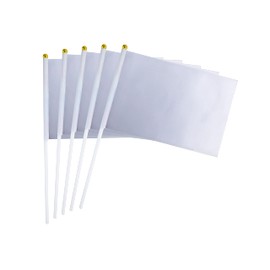 WXTWK 50 Pack Solid White Blank Flag Small Mini Plain White DIY Color Flags On Stick,marking decoration supplies,Grand Opening,Kids Birthday,Party Events Celebration