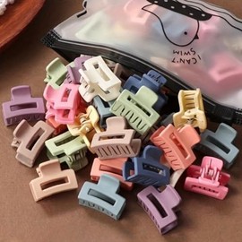 Mini Hair Claw Clips 20 Pcs Square Hair Clips for Thin Hair Nonslip Acrylic Banana Jaw Clips Bulk Hair Accessories for women and Girls - Multicolor (square)