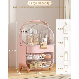 Makeup Organizer, Skincare Holder Bathroom Counter Organizer, Storage Box Cosmetic Display Cases, Teen Girl Gifts Trendy Stuff Make up Organizers for Vanity, Dresser, Countertop (Pink)