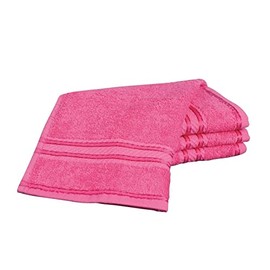Bentley Priory Linens Supreme Face Flannels for Bathroom 500GSM Super Soft Combed Cotton Pack of 4 Absorbent and Quick Dry Face Cloth Flannel Towels Set 30 x 30cm (NEON PINK)