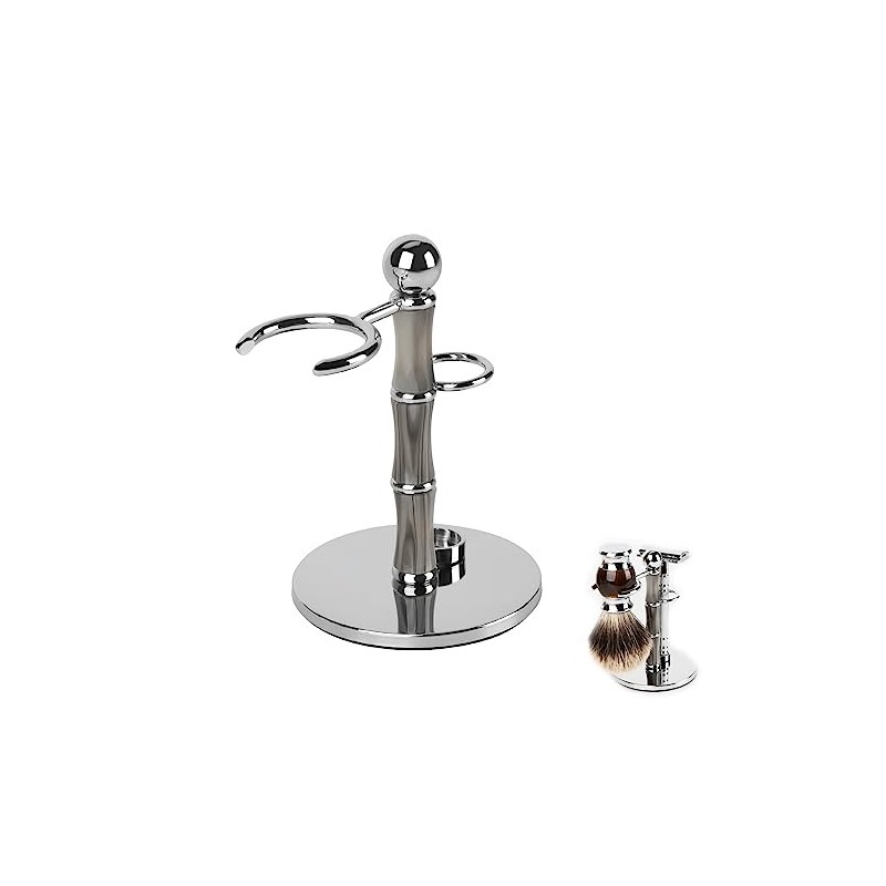 Linkidea Safety Razor & Shaving Brush Stand, Non-Slip Base, Bamboo-Style